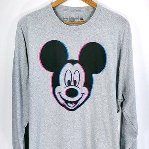 Mickey Mouse 3D Graphic T-Shirt Men's XL Gray Long Sleeve Neff Disney Collection